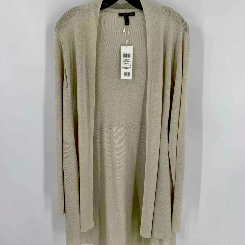 Eileen fisher cardigan, beautiful draped classy ecru sweater cardigan